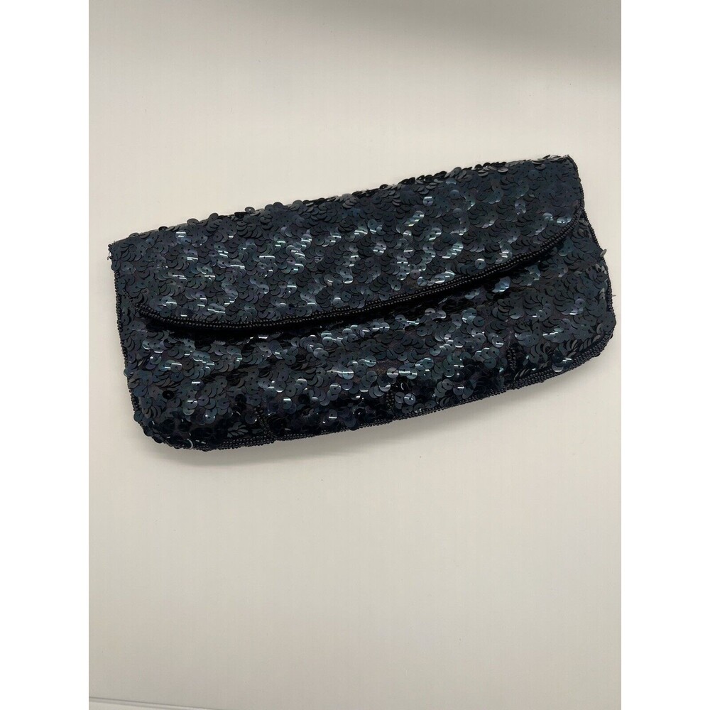 Vintage Magid France Black Sequined Clutch Hand Beaded
